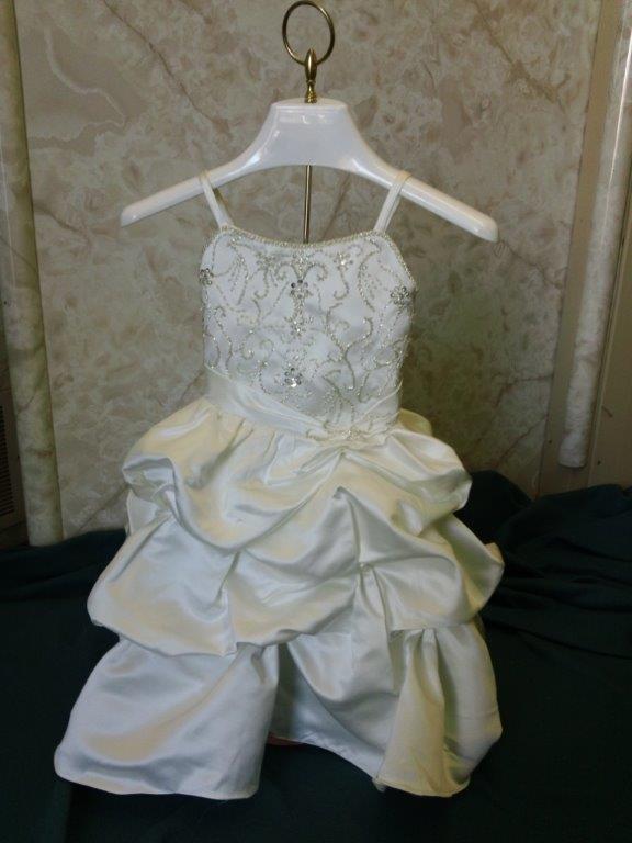 infant bridal gown with pickup skirt