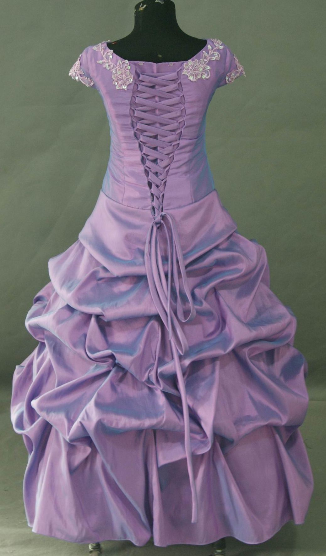 purple childrens ball gown gathered skirt