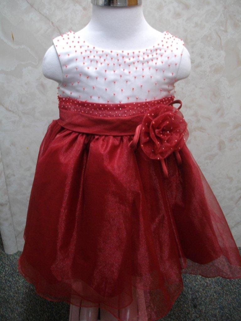 apple red organza infant dress