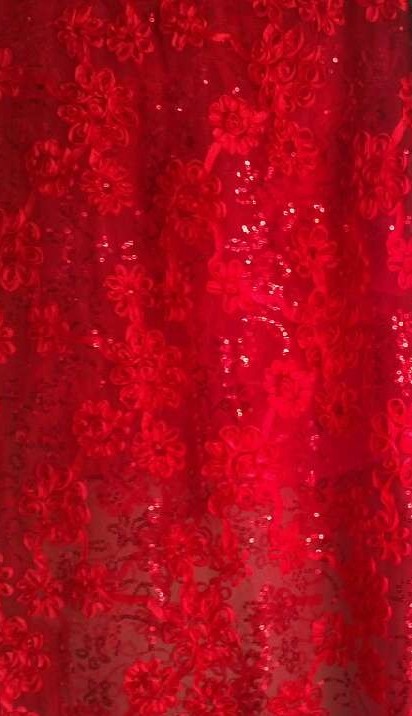 red ribbon fabric