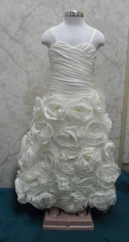 flower girl wedding dress with rosette skirt