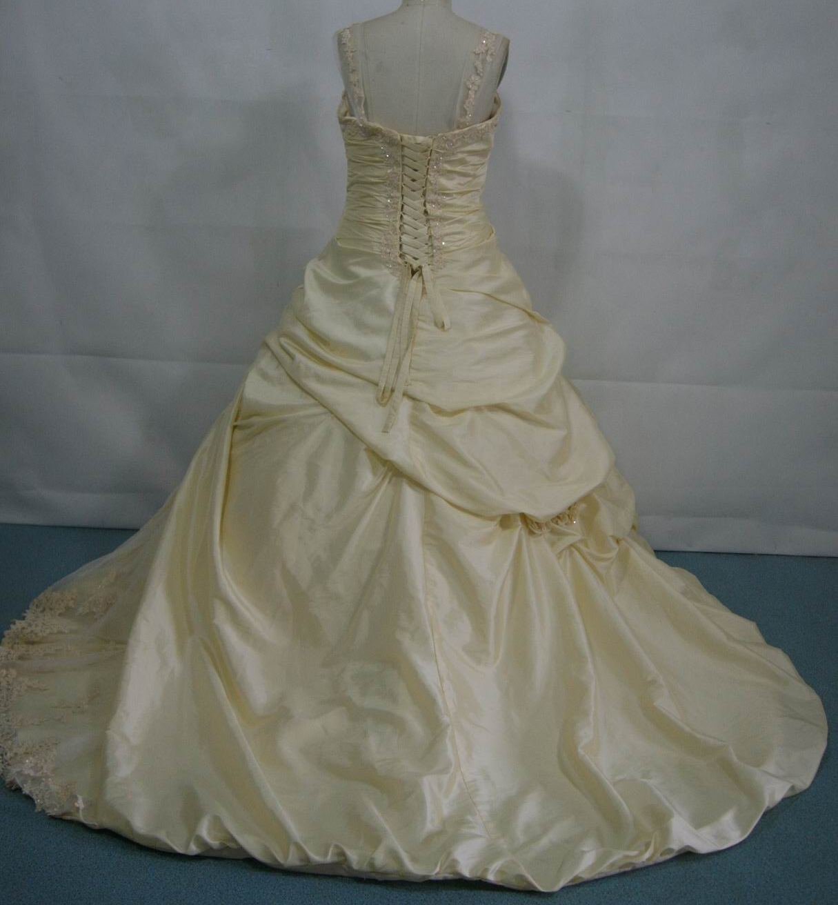 champagne taffeta wedding gown