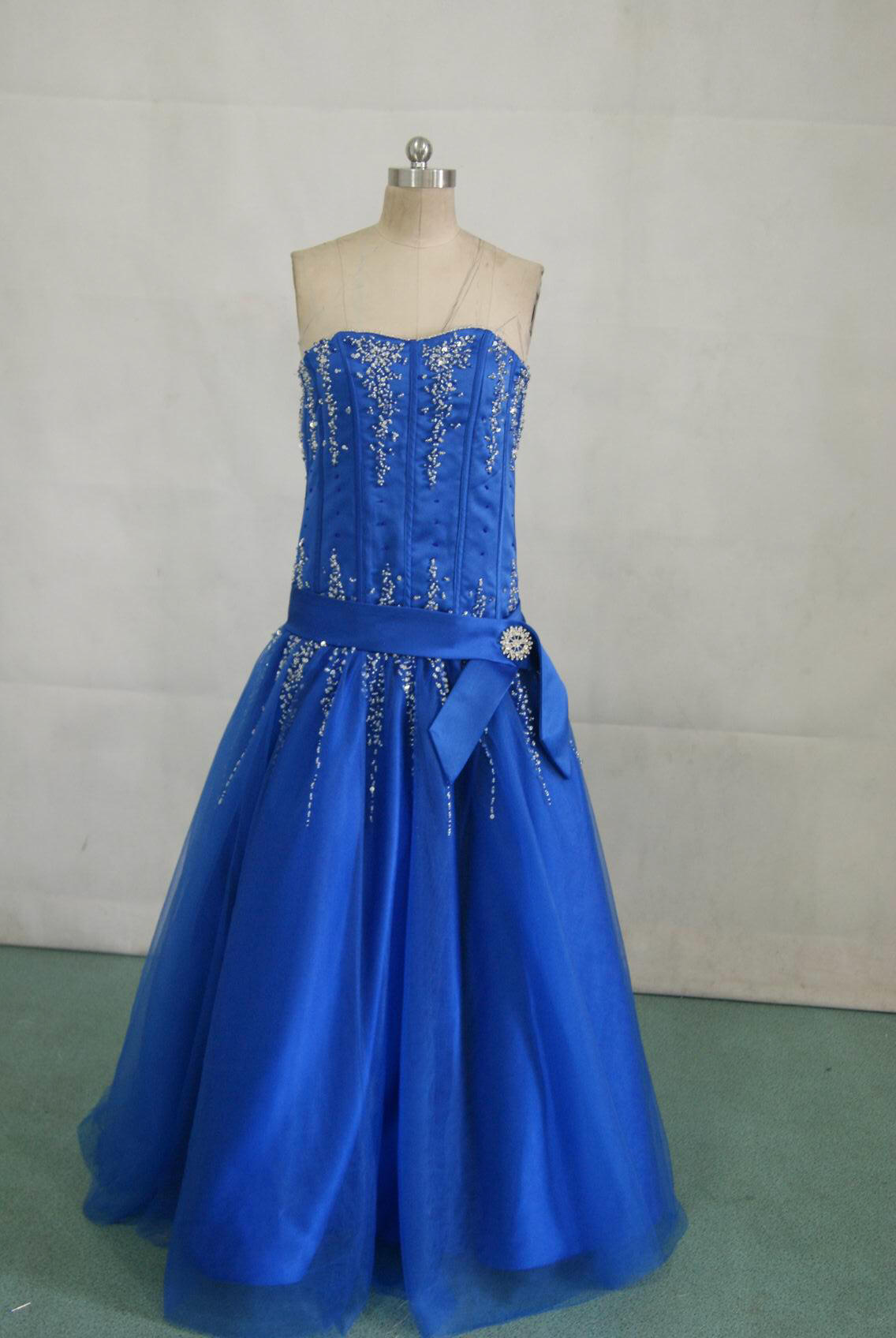 blue and silver pageant gown