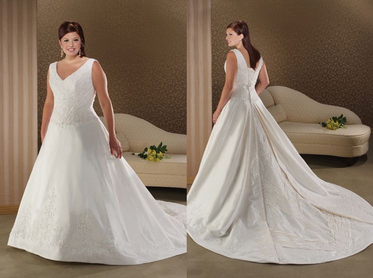 Taffeta Sleeveless plus size wedding gown