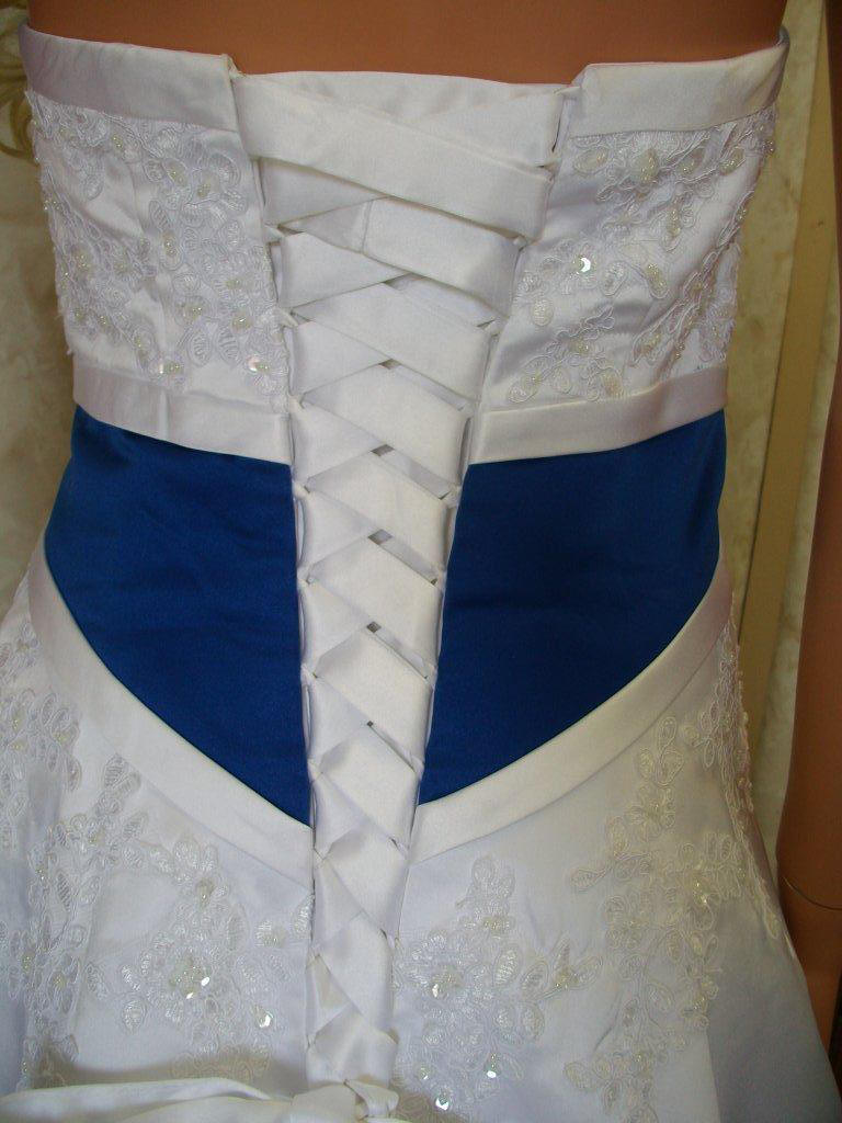 royal blue empire banded wedding gown