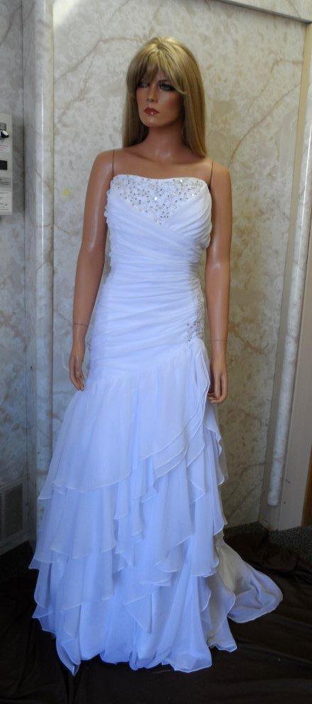 strapless chiffon wedding gown