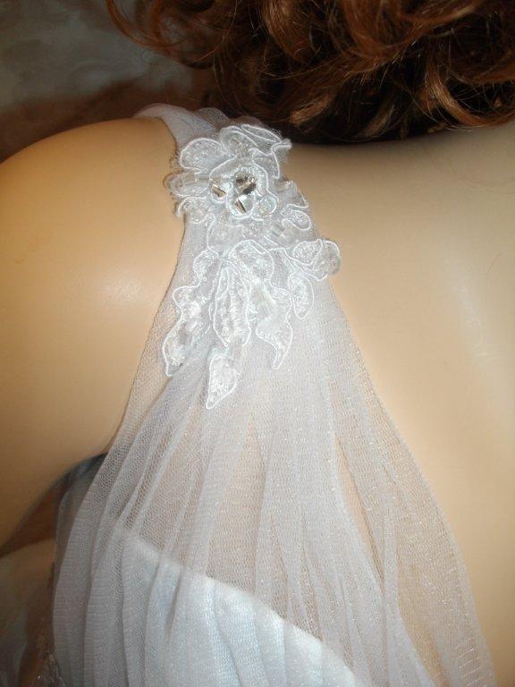 sheer shoulder white wedding gown