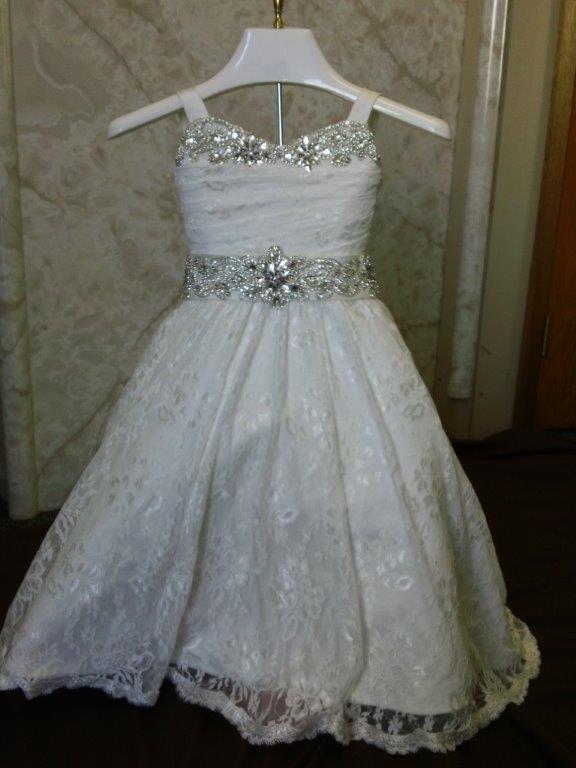 Lace jeweled infant flower girl gown