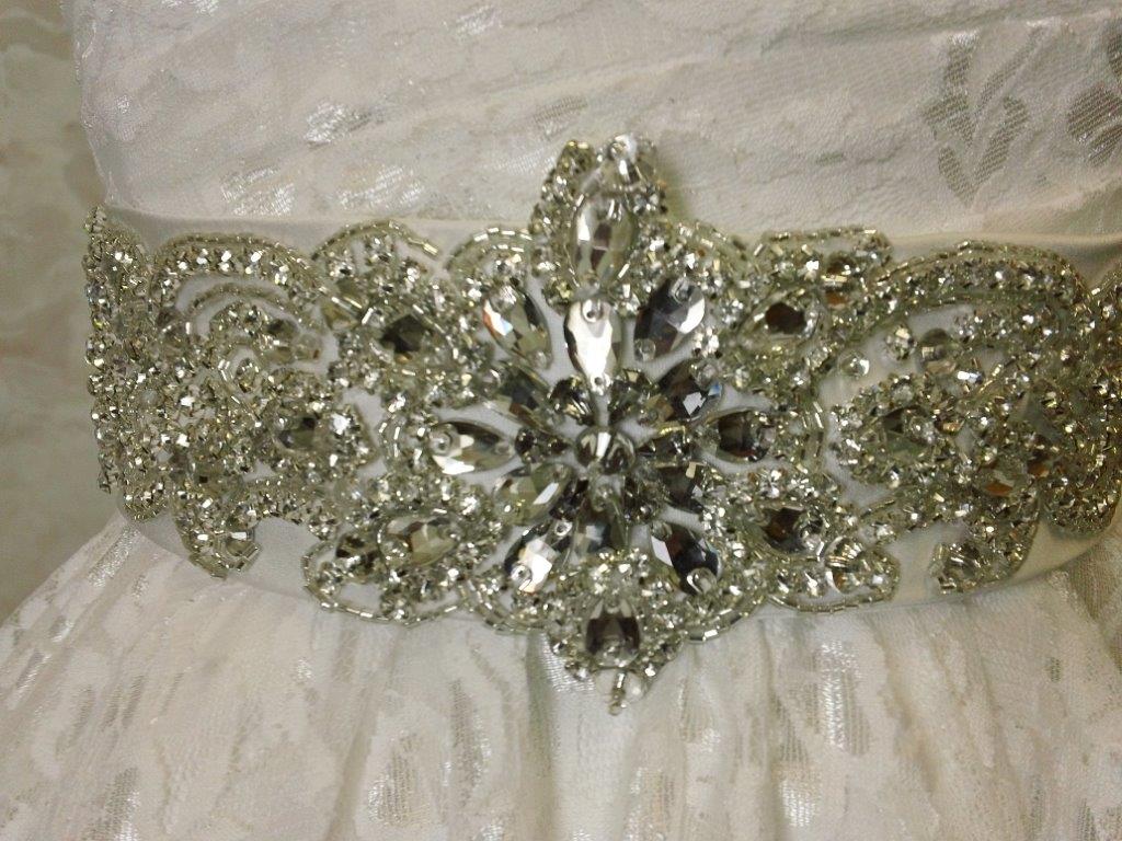 Luxury crystal beaded detachable sash